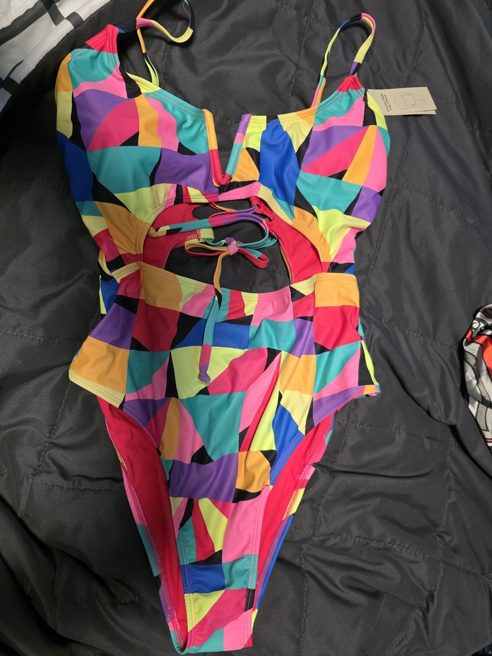 Women's Multicolor Geometric One-Piece Swimsuit